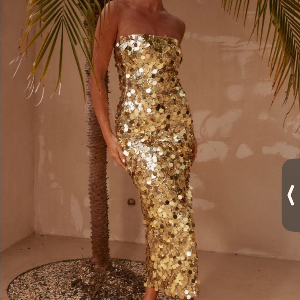 Gold Sequin Runaway the Label Dress